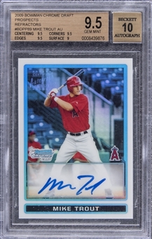 2009 Bowman Chrome Draft Prospects (Refractor) #BDPP89 Mike Trout Signed Rookie Card (#106/500) – BGS GEM MINT 9.5/BGS 10